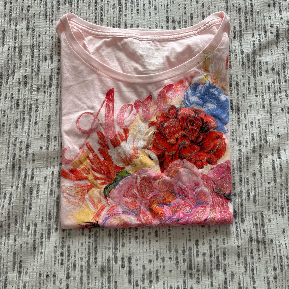 Aeropostale Pink Floral Kids Tee